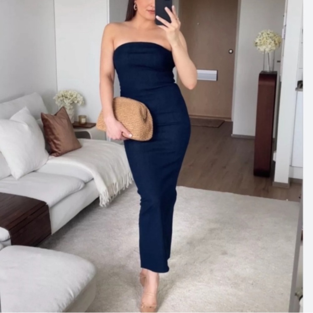 Zara Strapless Denim Dress